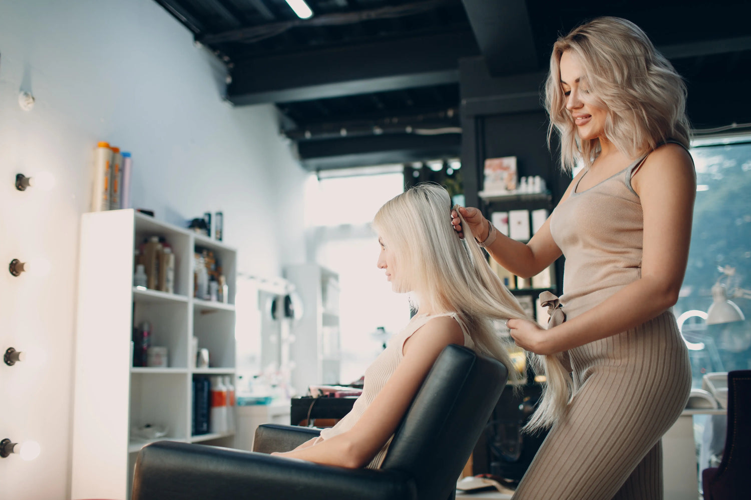 Mago Hair Extensions Installed by Certified Stylist in a Hair Salon